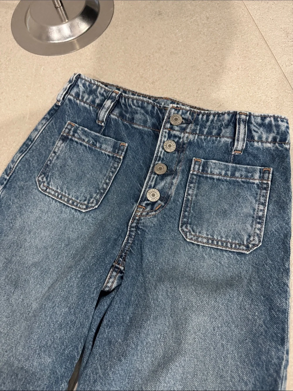 GAP Kids High Rise Stride Ankle Girls Wide-Leg Blue Jeans 10